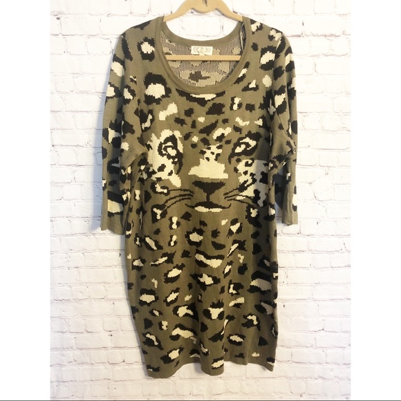 Pink Rose Dresses & Skirts - FINAL PRICE Pink Rose Animal Print Sweater Dress